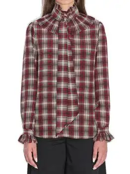Yves Saint Laurent | Saint Laurent Checkered Ruffle Detailed Shirt
