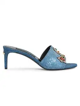 Dolce & Gabbana | 60MM Crystal-Embellished Denim Mules