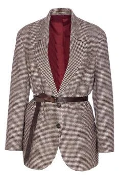 Brunello Cucinelli | Brunello Cucinelli Houndstooth Detailed Belted Blazer
