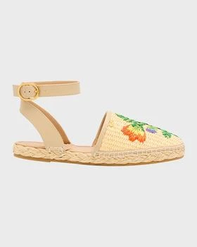 Valentino | Bribri Raffia Flower Flat Espadrille Sandals