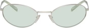 Prada | Silver Metal Oval Sunglasses