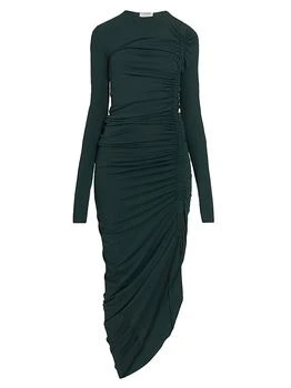 Salvatore Ferragamo | Crêpe Jersey Ruched Midi-Dress