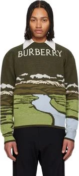 Burberry | Green Landscape Wool Blend Sweater
