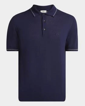 ETRO | Men
s Cotton Knit Contrast-Stripe Polo Shirt