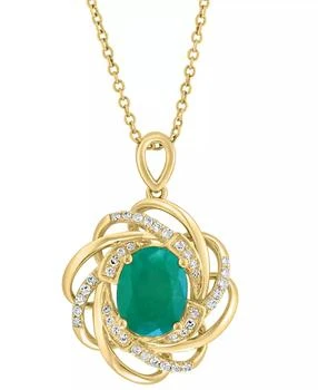 Effy | EFFY® Emerald (1-1/2 ct. t.w.) & Diamond (1/6 ct. t.w.) Spiral 18" Pendant Necklace in 14k Gold