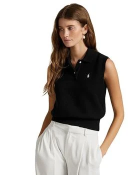Ralph Lauren Cotton Cropped Sleeveless Polo Sweater
