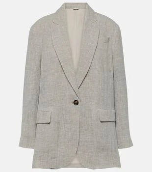 Brunello Cucinelli | Oversized V-neck linen-blend blazer