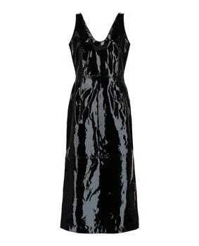 Salvatore Ferragamo | Scoop Neck Patent Leather Midi Dress