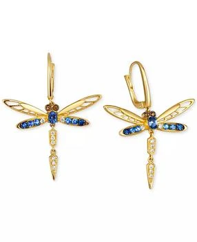 Le Vian | Ombré® Multi-Gemstone (7/8 ct. t.w.) 
Diamond (1/8 ct. t.w.) Dragonfly Drop Earrings in 14k Gold