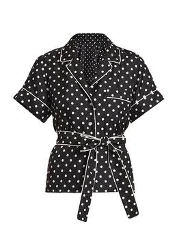 Dolce & Gabbana | Polka-Dot Silk Belted Pajama Shirt