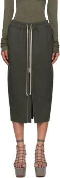 Rick Owens | Khaki Concordians Zipped Short Pillar Midi Skirt