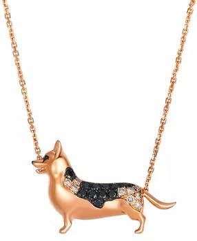 Le Vian | Nude Diamond (0.16 ct. t.w.) & Blackberry Diamond (0.24 ct. t.w.) Corgie Dog Necklace in 14k Strawberry Gold