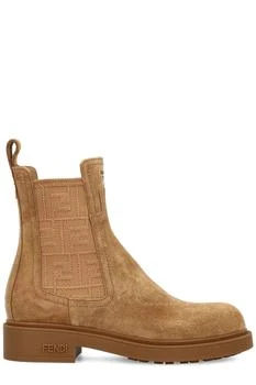 Fendi | Fendi FF Motif Round-Toe Ankle Boots