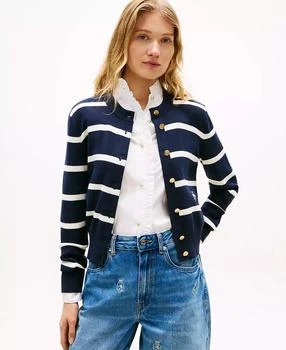 Tommy Hilfiger Women's Monogram Script Striped Cardigan