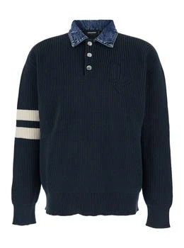 DSQUARED2 | Dsquared2 Striped Sleeve Ribbed-Knit Polo Shirt