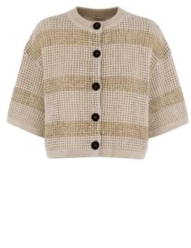 Brunello Cucinelli | Brunello Cucinelli Dazzling Striped Cropped Cardigan