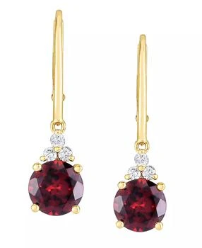 Macy's | Garnet (3 ct. t.w.) & Diamonds (1/8 ct. t.w.) Lever-Back Earrings in 14k White Gold