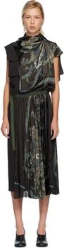 Sacai | Brown Suiting & Paisley Print Midi Dress