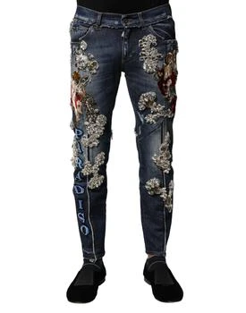 Dolce & Gabbana | Cotton Rhinestone Embellish Men's Jeans