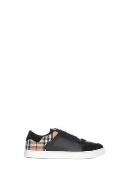 BURBERRY | Stevie check canvas and leather sneakers by Burberry | Man | 40