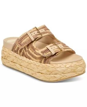Women's Falyn Platform Double Buckle Raffia Woven Footbed Sandals