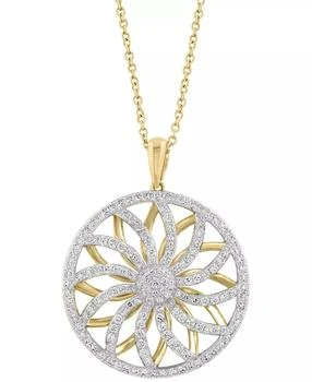 Effy | EFFY® Diamond Floral Wheel Pendant Necklace (3/4 ct. t.w.) in 14k Gold, 17" + 1" extender