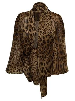 Dolce & Gabbana | Dolce & Gabbana Leopard Printed Elasticated Cuffs Blouse