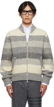 Thom Browne | Gray
Off-White Striped Herringbone Zip-Up Sweater