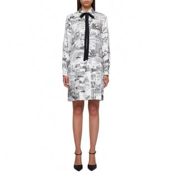 Max Mara | Printed Twill Silk Shirt Dress In Ivory