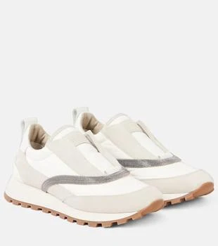Brunello Cucinelli | Monili leather-trimmed sneakers