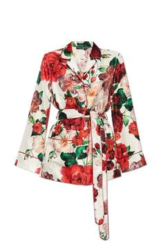 Dolce & Gabbana | Dolce & Gabbana Rose Printed Long-Sleeved Twill Pajama Shirt
