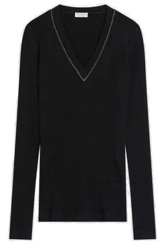 Brunello Cucinelli | Brunello Cucinelli Shiny Trim Ribbed Top