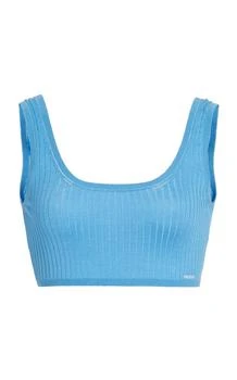 Prada Prada Ribbed Silk Cropped Bra Top - Moda Operandi