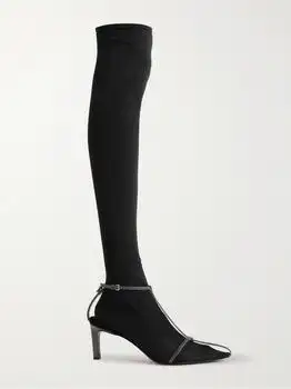 Jil Sander | Stretch-mesh And Leather Knee Boots - IT36