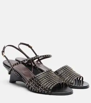 Khaite | Drew studded leather wedge sandals