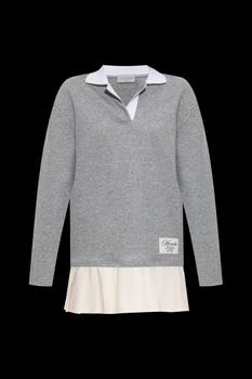 Moncler | Moncler Pleated Logo Patch Long-Sleeved Polo Dress