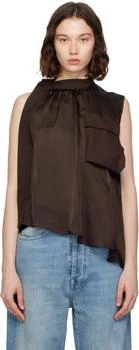 Sacai | Brown Suiting Mix Pullover Blouse