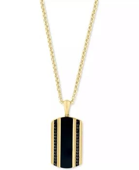 Effy | EFFY® Men's Onyx & Black Diamond (1/5 ct. t.w.) Dog Tag 22" Pendant Necklace in 14k Gold