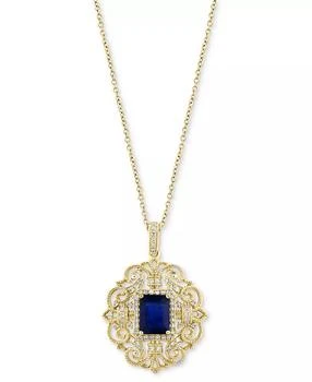 Effy | EFFY® Sapphire (1-1/2 ct. t.w.)
Diamond (1/4 ct. t.w.) Openwork Filigree 18" Pendant Necklace in 14k Gold