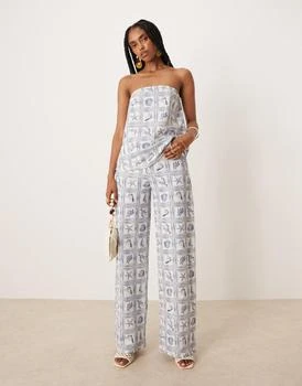 ASOS DESIGN loose fit co-ord wide leg trouser in shell print