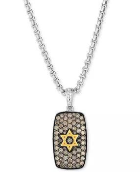 Le Vian | Men
s Chocolate Diamond Star of David Dog Tag 22" Pendant Necklace (1-3/4 ct. t.w.) in Sterling Silver 
14k Gold