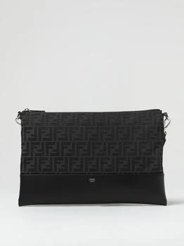 Fendi | Fendi leather and fabric pouch with jacquard FF monogram