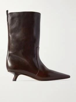Brunello Cucinelli | Bead-embellished Leather Ankle Boots - Dark brown - IT36