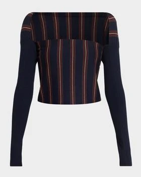 Dries Van Noten | Tiba Striped Long-Sleeve Crop Top