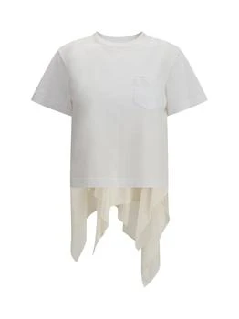 Sacai | Sacai Draped-Hem Asymmetric T-Shirt