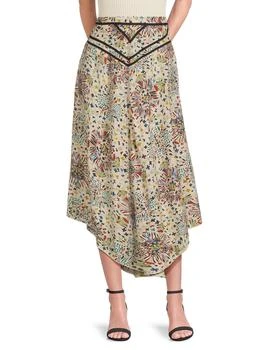 ba&sh Jupe Friea Printed Handkerchief-Hem Midi-Skirt