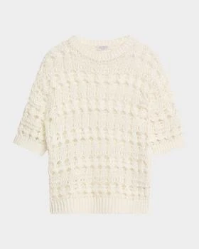 Brunello Cucinelli | Openwork Knit Cotton Jute Top