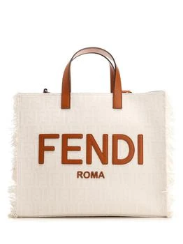 Fendi | Fendi Logo Emboosed Frayed-Edge Tote Bag