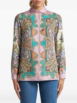 ETRO | Charm Medallion Silk Twill Paisley Blouse In Pink Multi