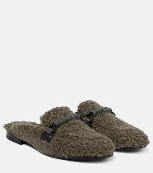 Brunello Cucinelli | Embellished shearling slippers